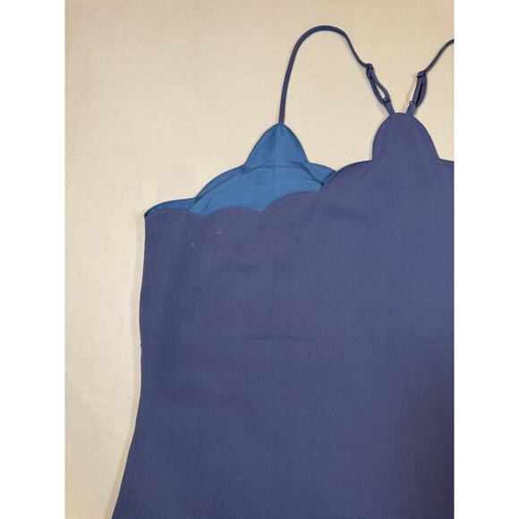 J. Crew Mercantile Scalloped Edge Cami Top Size 12 Blue Lined Adjustable Straps - Picture 6 of 8